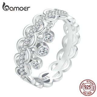 Bamoer 925 Silver Simple Lace Tassel Anel De Casamento De Múltiplos Tamanhos Joalheria De Moda Para Casais Mulheres Estudantes