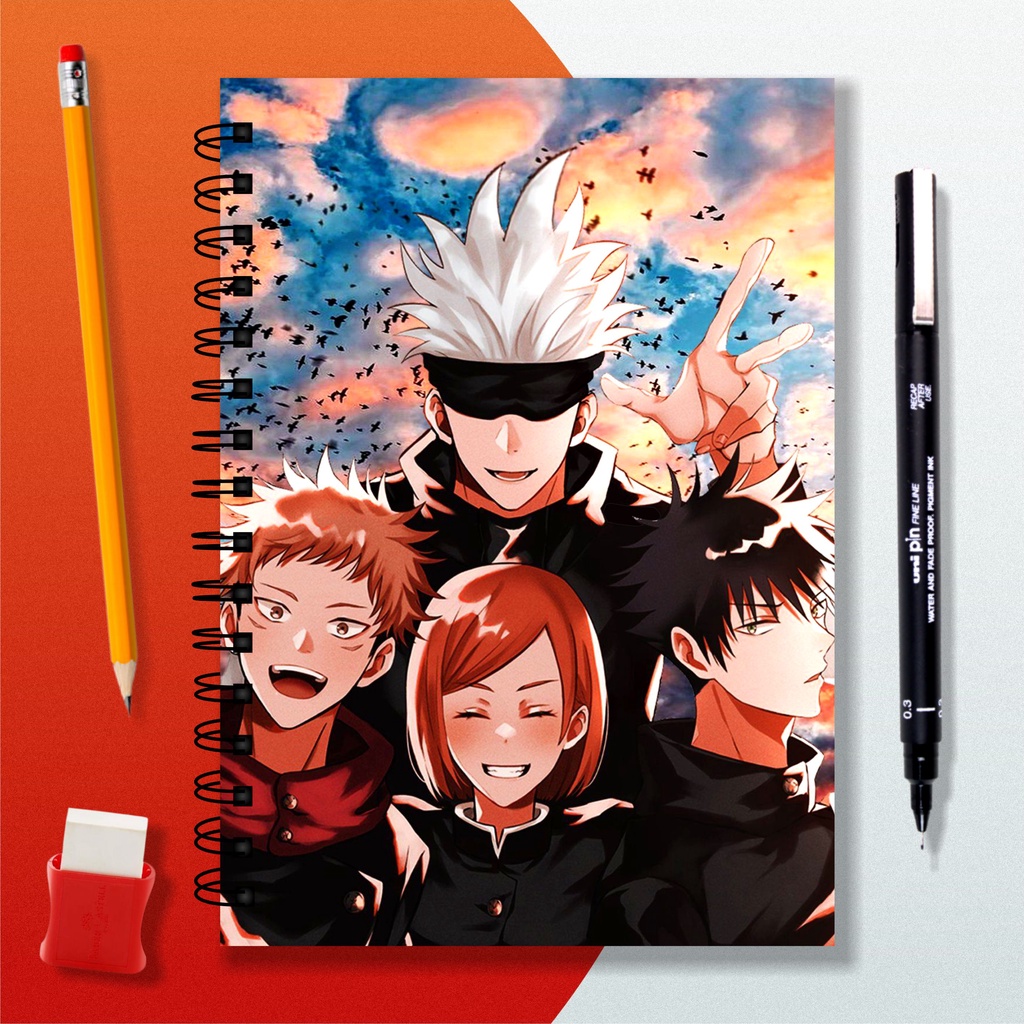 Sketchbook Caderno Desenho Jujutsu Kaisen 140 Págs 70 Folhas 180g ou 100 Págs 50 Folhas 240g