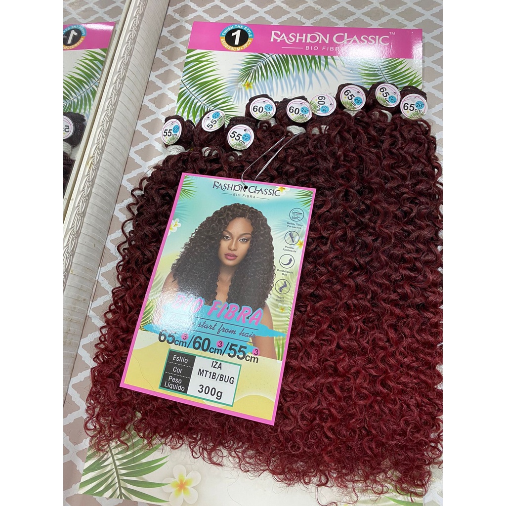 CABELO CACHEADO ORGÂNICO DE BIO FIBRA IZA FASHION CLASSIC - 300g 55/60/65CM COM 9 TELAS