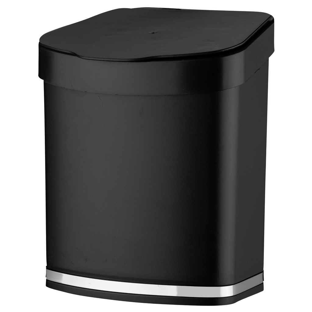 Lixeira de Pia Bancada Compacta 2,5 Litros Com Tampa Esconde Sacola Cesto De Lixo Preto Com Cromado - Home & Living