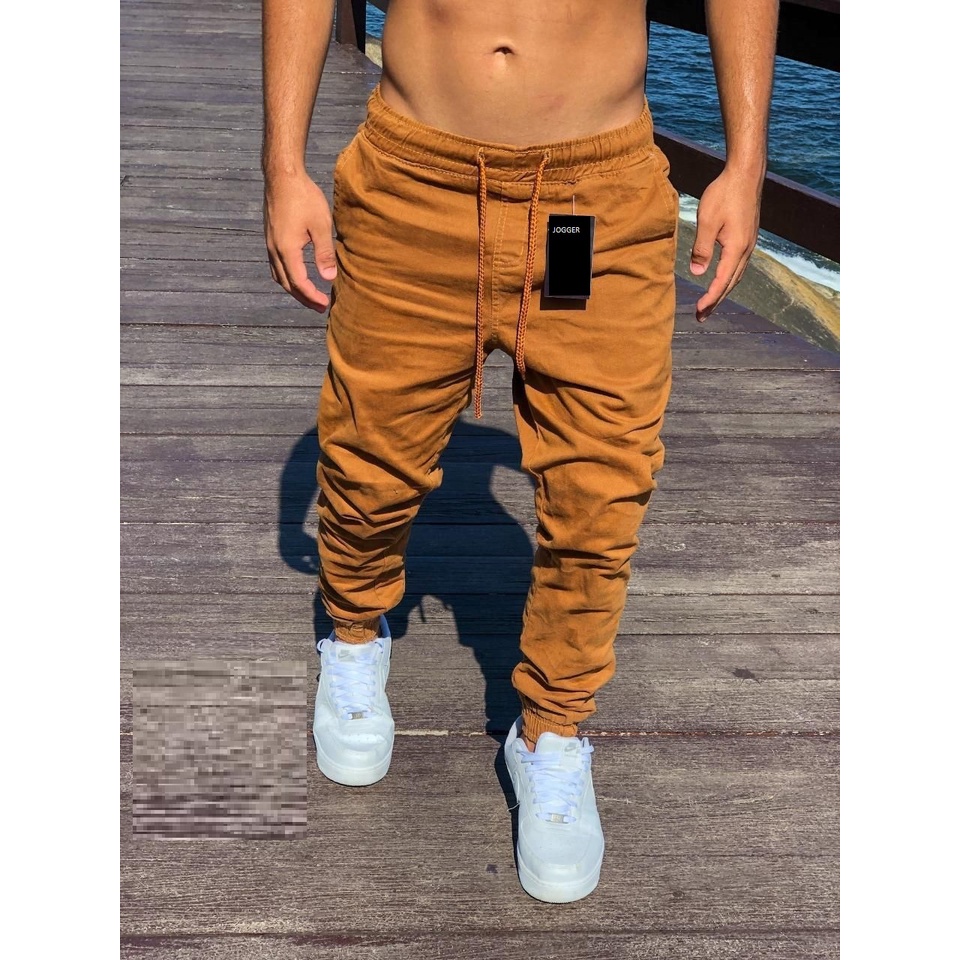 Calça Jogger Cargo Sarja Jeans Masculino Academia Casual - Corre Que Ta  Baratinho