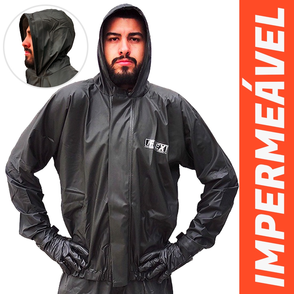 Capa De Chuva Motoqueiro Com Capuz Delta Flex PVC P/ Motoqueiro Motociclista Ciclista - Conjunto Completo