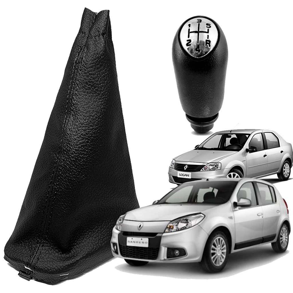 Coifa Alavanca + Manopla Cambio Renault Sandero Logan 07 08 09 10 11 12 13
