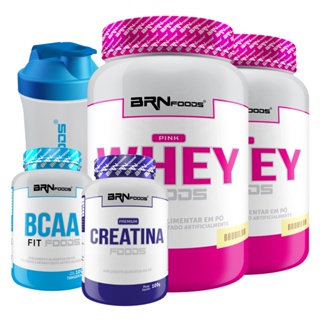 Kit Feminino 2x Pink Whey Protein + Bcaa + Creatina + Shaker - BRN Foods em Oferta na Shopee