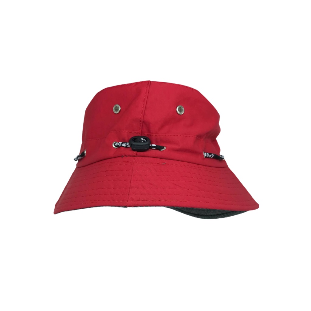 Detalhes do Chapéu Style Bucket Hat Aba Boné Dupla Face Proteção Sol - Vermelho