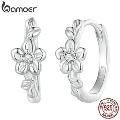 Bamoer 925 Prata Clipes Simples Flor E Vinha Orelha Jóias Da Moda Para Mulheres