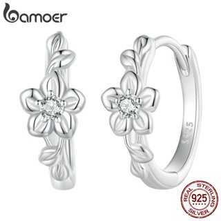 Bamoer 925 Prata Clipes Simples Flor E Vinha Orelha Jóias Da Moda Para Mulheres