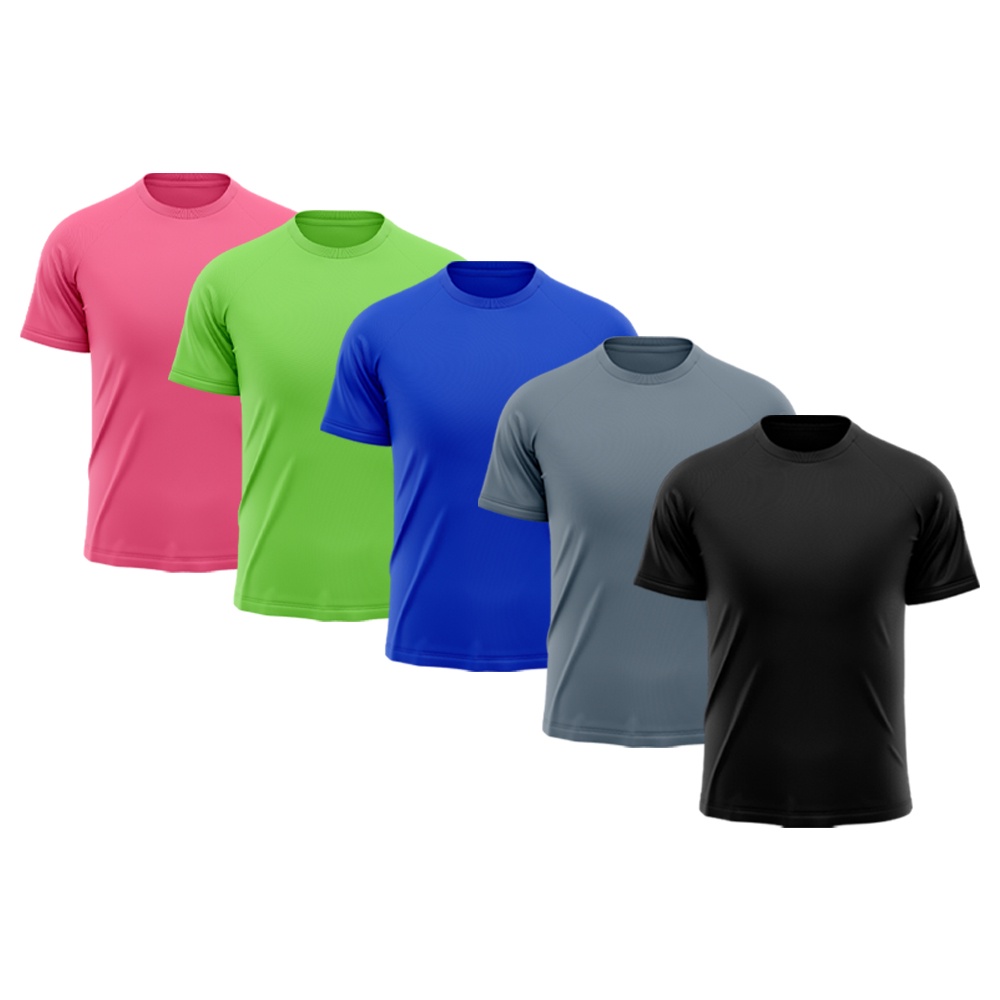 Kit 5 Camisetas Masculina Raglan Dry Fit Proteção Solar UV Básica Lisa Treino Academia Passeio Fitness Ciclismo