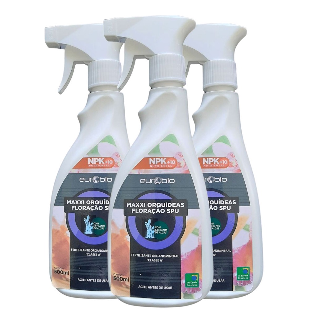 Fertilizante Foliar Maxxi orquídeas floração SPU 500ml Kit com 3 Unidades