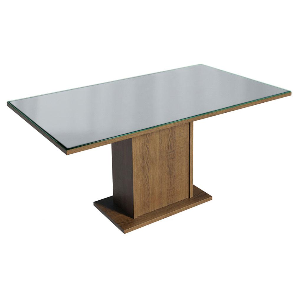 Mesa de Jantar Retangular Tampo de Vidro Madesa 5363 - Rustic/Cinza