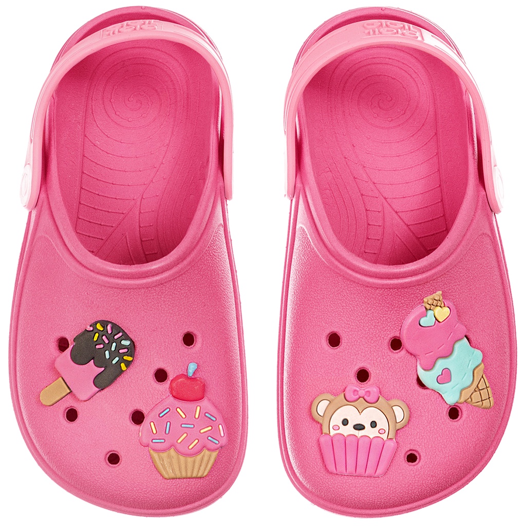 Sandália Infantil Babuche Feminina Menina Bebe Criança Antiderrapante Borracha Cupcake Sorvete Colorido Moda Blogueira Chinelo Calce Fácil Confortável Macio Leve Fofo