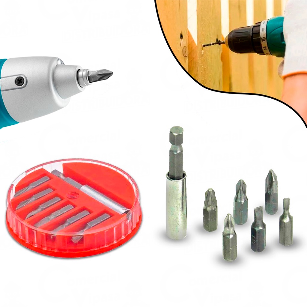 Kit Jogo Bits Fenda Philips Pozidriv Parafusadeira Furadeira Com Adaptador 7 Peças Profissional em Oferta na Shopee