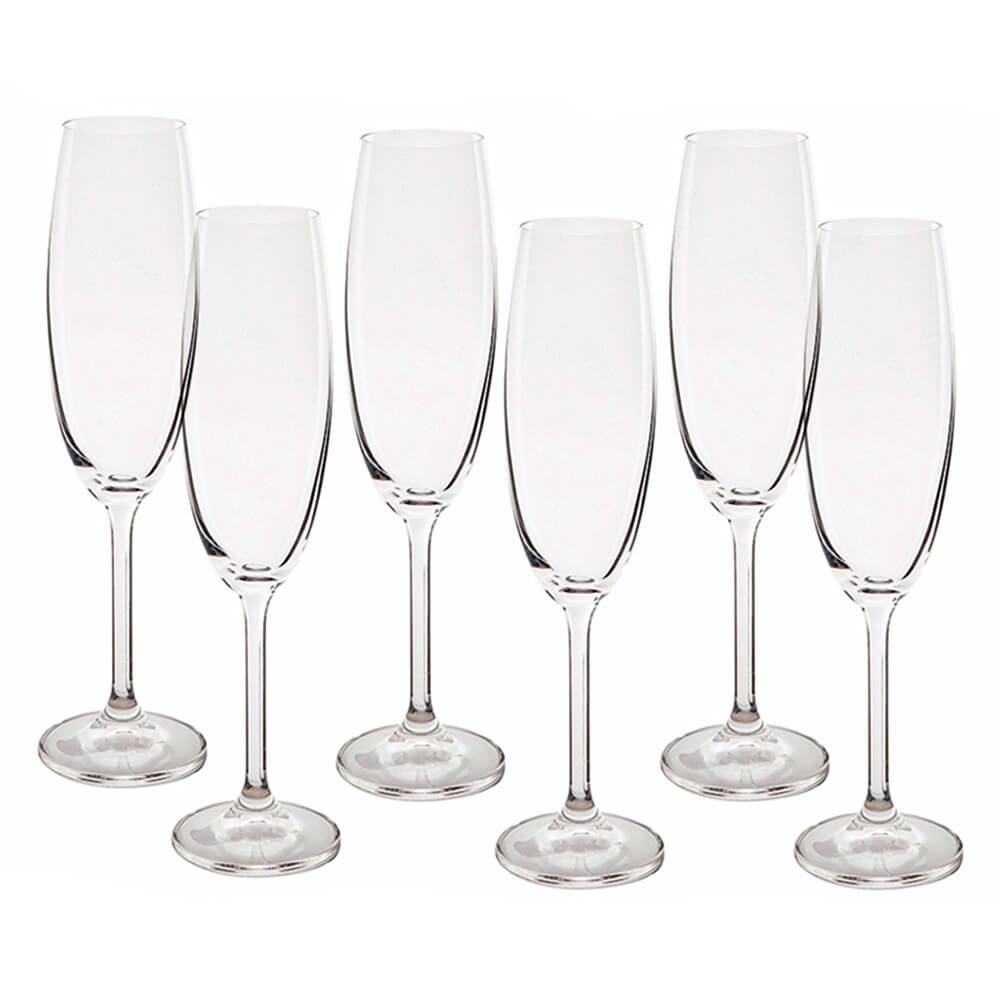 Jogo de Taças de Champanhe Bohemia Cristal 6 peças 220ml 4S032/220 em Oferta na Shopee