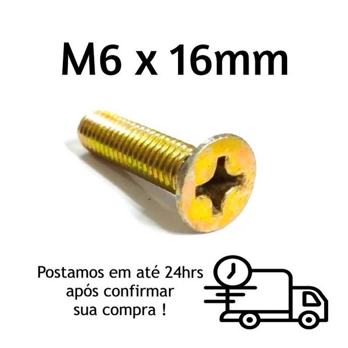 Parafuso Chato Phillips M6 X 16mm Bicromatizado