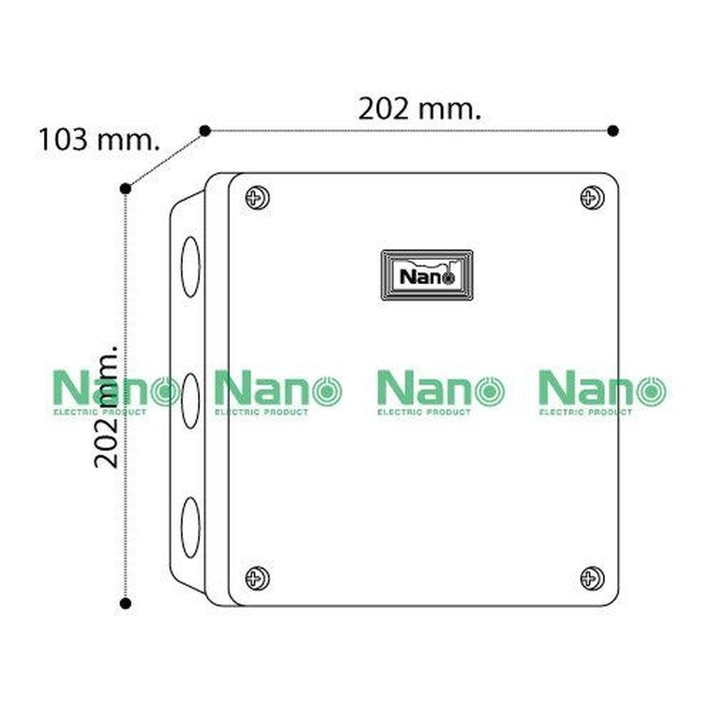 รูปสินค้า NANO Electric® NANO-206B กล่องกันน้ำพลาสติก ฝาทึบ ขนาด W202xH202xD103 mm (JUNCTION BOX IP65) สีดำ