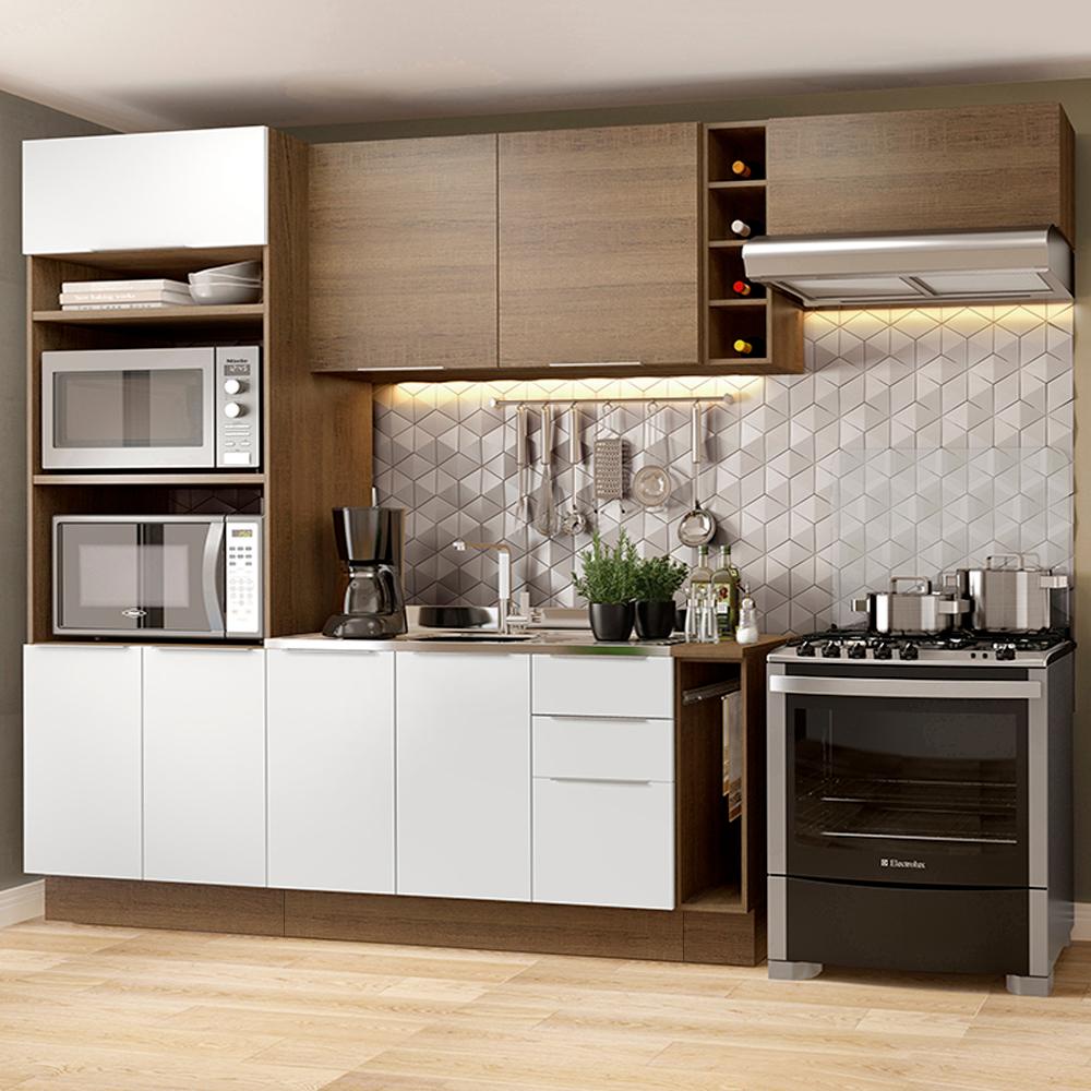 Cozinha Completa Madesa Stella 290002 com Armário e Balcão - Rustic/Branco/Rustic em Oferta na Shopee