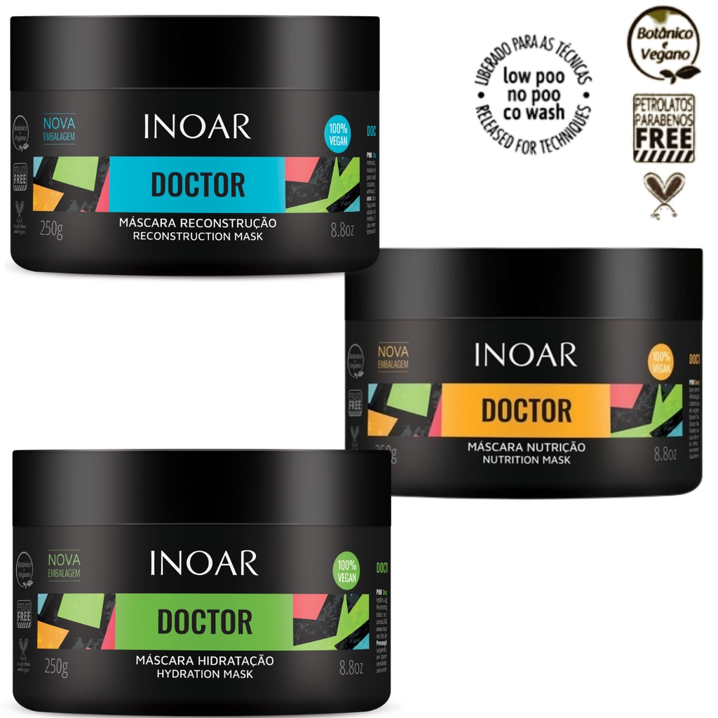 Kit Inoar Mascara Doctor Vegan Nutrição- Hidratação - Reconstrução