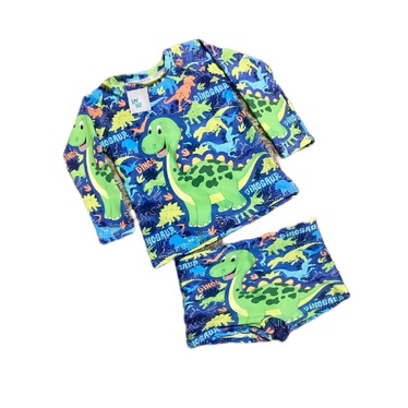 Camisa Proteção Solar Estampada Mais Sunga BOM DINOSSAURO ( DINO ) Uv 50+ Fpu50 Infantil Menino