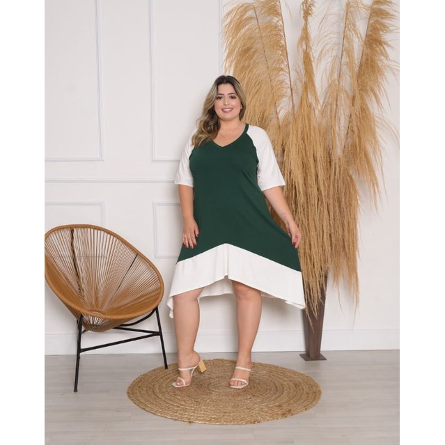 Vestido Plus Size Manga Curta Moda Evangelica Shopee Brasil