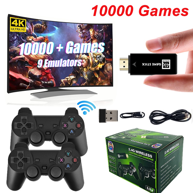 U8 Videogame Console TV HD Game Stick 4K Embutido 10000 Retrô Jogos Duplo Sem Fio Gamepad Para PS1/GBA/MAME/SFC