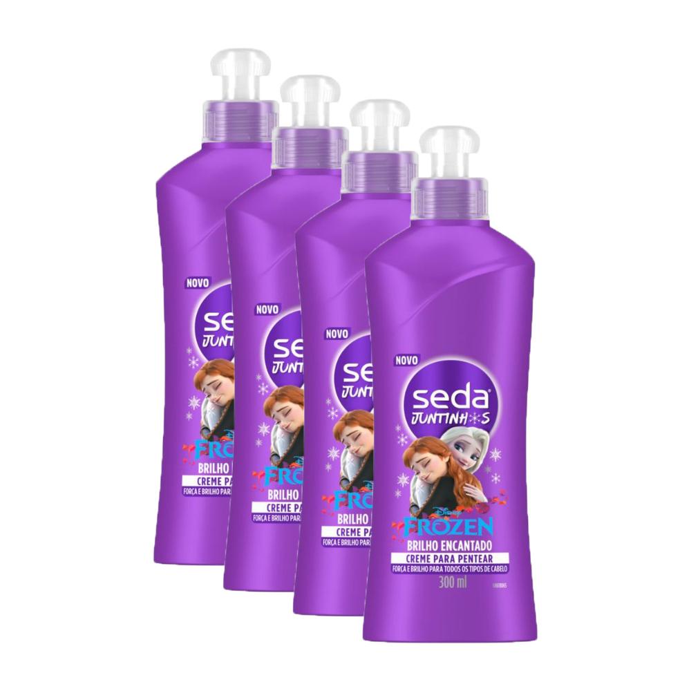 Kit 4 Cremes para Pentear Seda Infantil Frozen Juntinhos Brilho Encantado 300ml cada