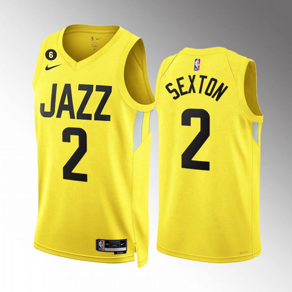  Hot Pressed Dos Homens Camisa 2023NBA Utah Jazz Collin Sexton Gold 2022/23 Customizado Basquete Jersey Edição Ícone