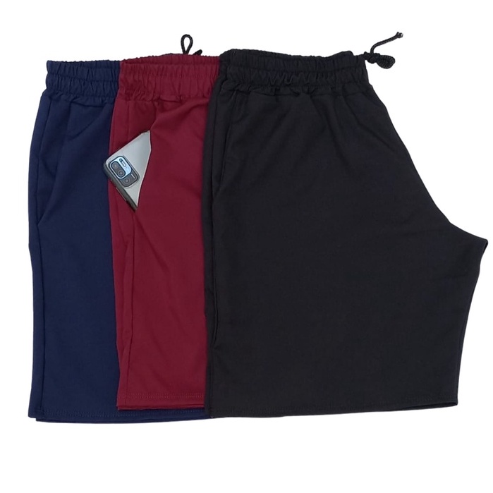 KIT com 3 Shorts Masculino em Tactel com 3 Bolsos e Cordão de ajuste