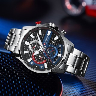CURREN Novo Relógios De Quartzo Multifunções Azul Para Homens Pulseira De Aço Inoxidável Esportiva Com Mãos Luminosas À Prova D