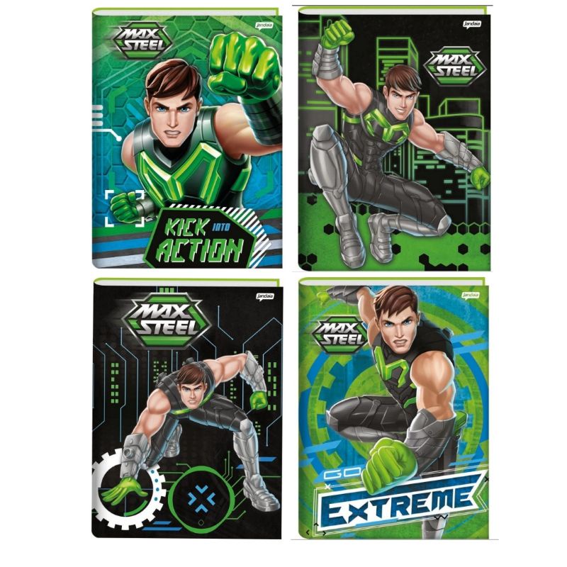 Caderno Brochura Capa Dura Grande Max Steel 48 folhas ou  MaxiCars 96 Folhas