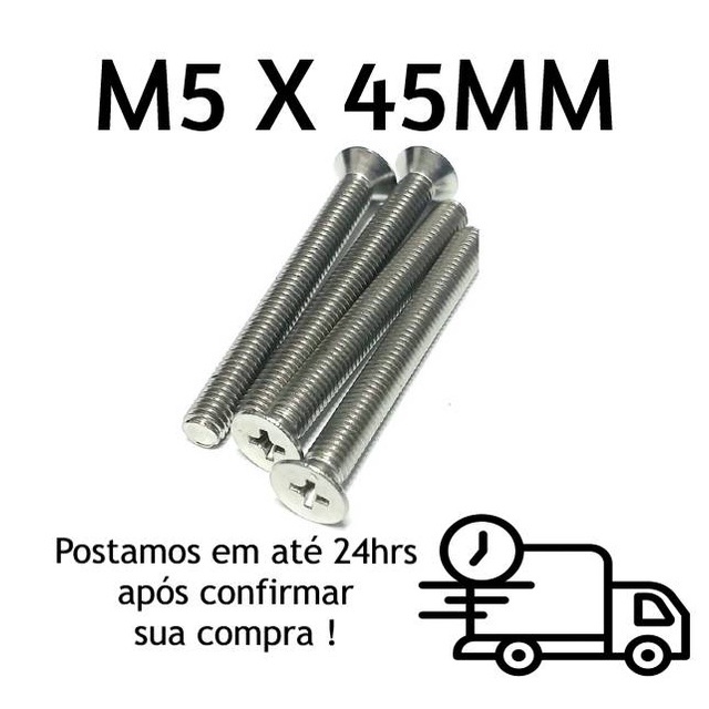 Parafuso Máquina Cabeça Chata Phillips M5 X 45mm Inox