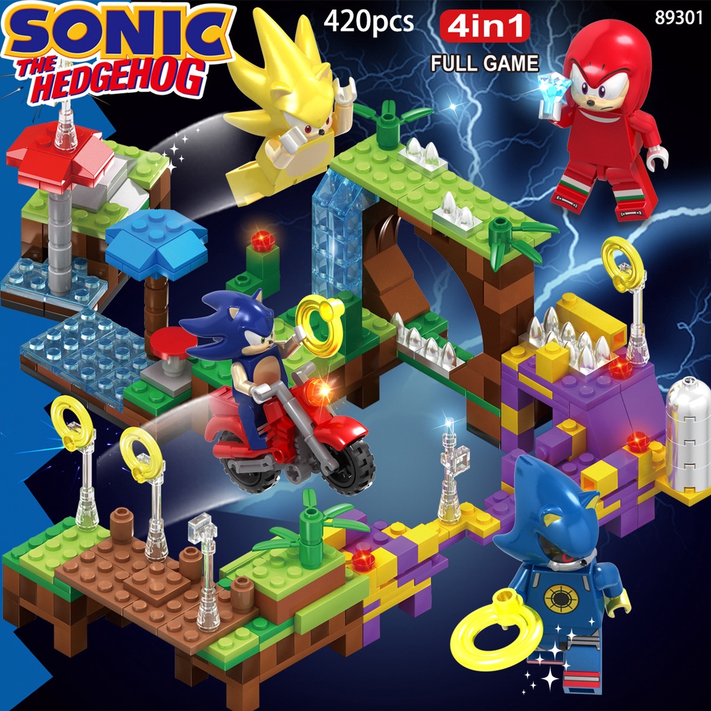 4em1 Sonic O Modelo De Cena Do Ouriço Montável Blocos De Construção Brinquedos Lego Compatíveis Presentes De Natal Para Crianças Aniversário