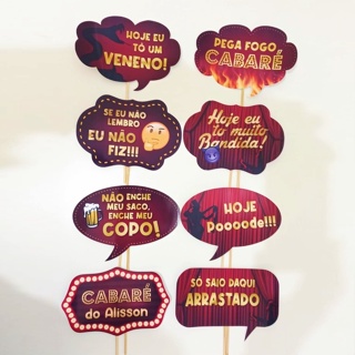 Plaquinhas de Festa 8un - Tema Cabaré - PERSONALIZAMOS PRA VOCÊ!!! em Oferta na Shopee