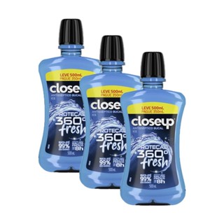 Kit 3 Antissépticos Bucal Close Up Ice com Álcool 500ml cada