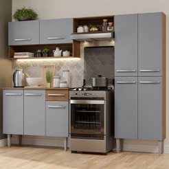 Armário de Cozinha Compacta Pop com Balcão Rustic/Cinza Madesa Emilly