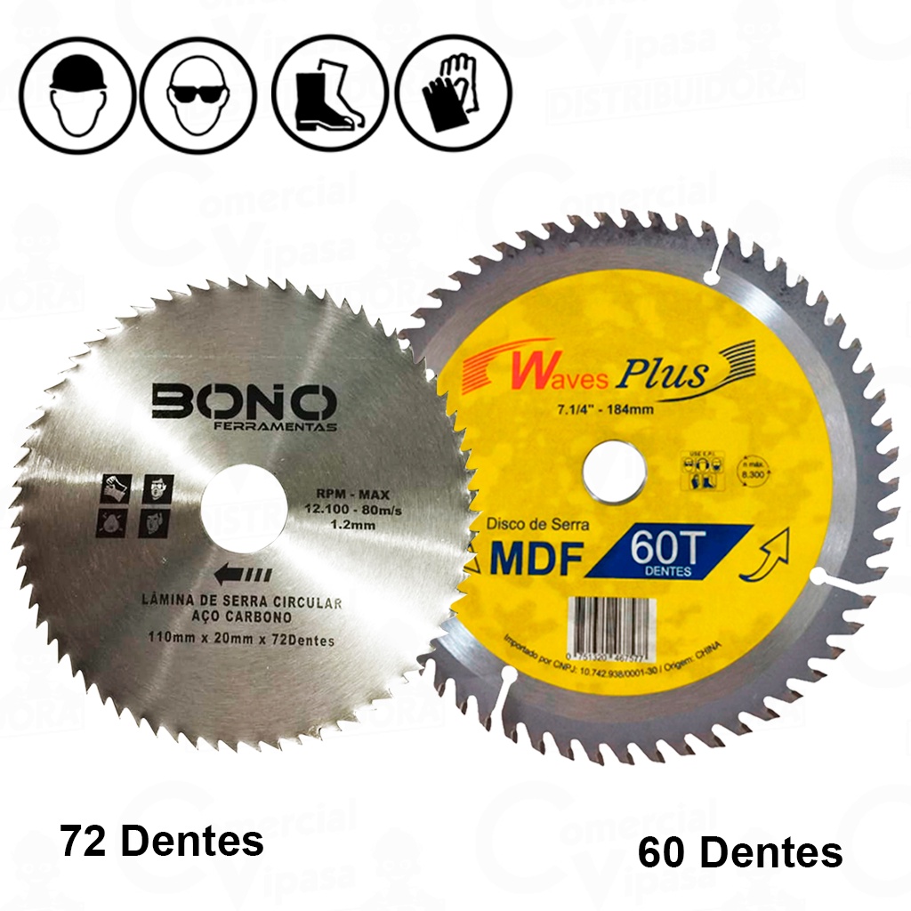 Disco De Corte Serra Circular Para Madeira 72 Dentes Ou 60 Dentes Profissional Marcenaria MDF MDP - Home & Living