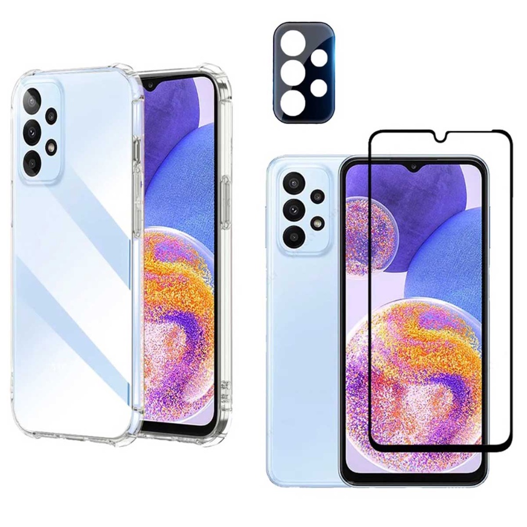 Kit 3x1 Capa Capinha Galaxy A23 Anti Impacto + Película Frontal 5D + Película de Câmera