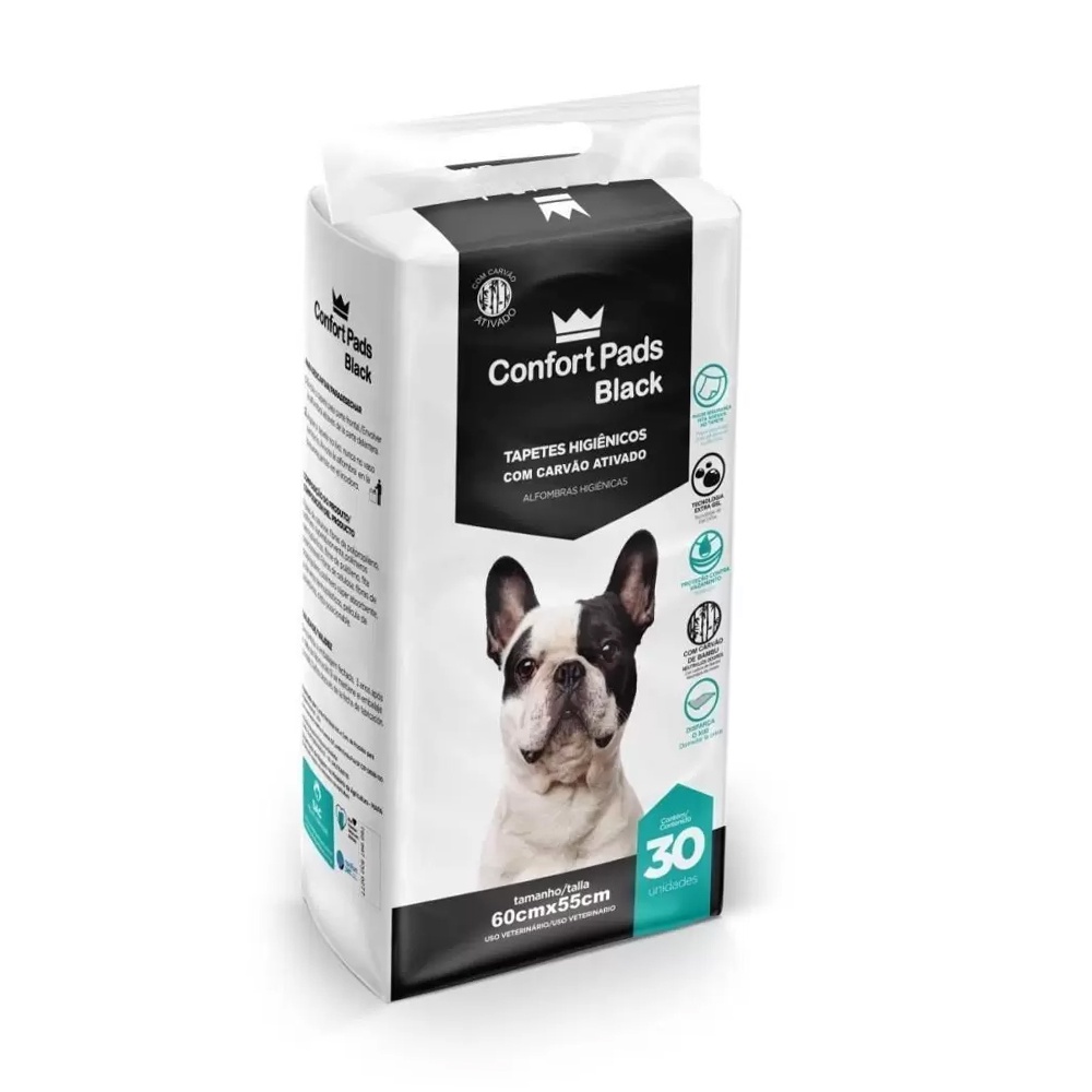 Tapete Higiênico 60x55cm Confort Pads Black C/30 Unidades em Oferta na Shopee