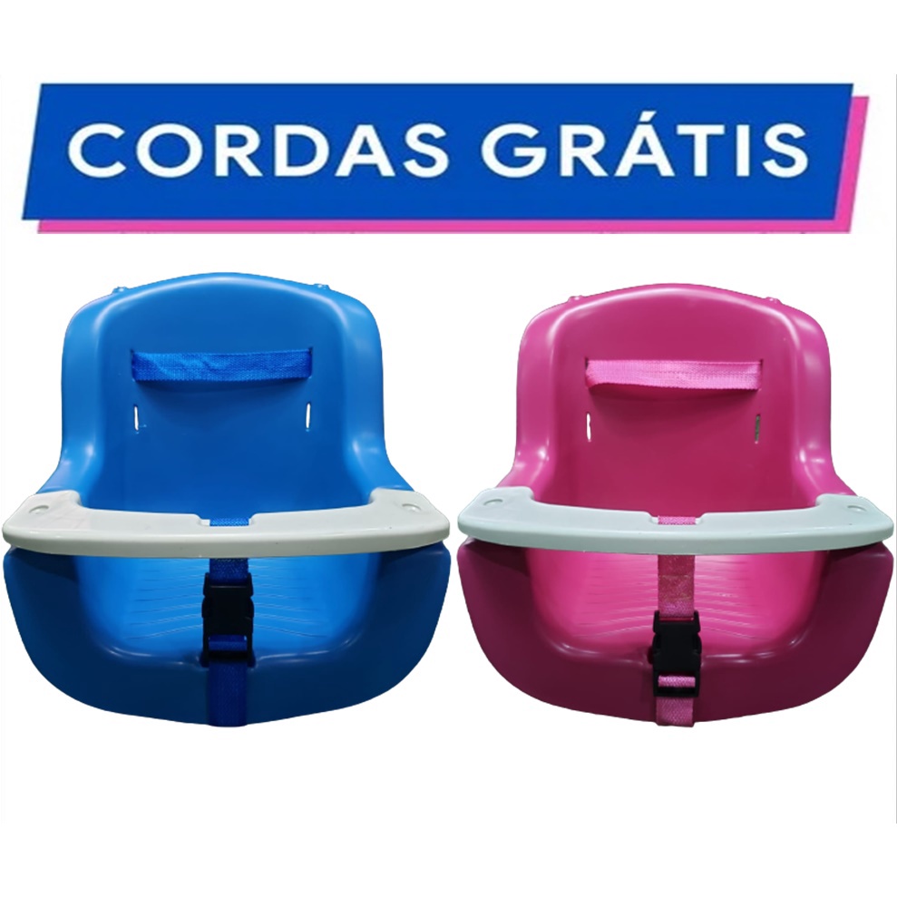 Cadeira Cadeirinha de Balanço PLÁSTICO Infantil Descanso com Corda Menino Menina/ Azul ou Rosa