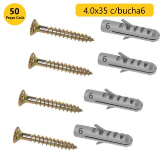 50 Parafusos Phillips c/Bucha 6mm