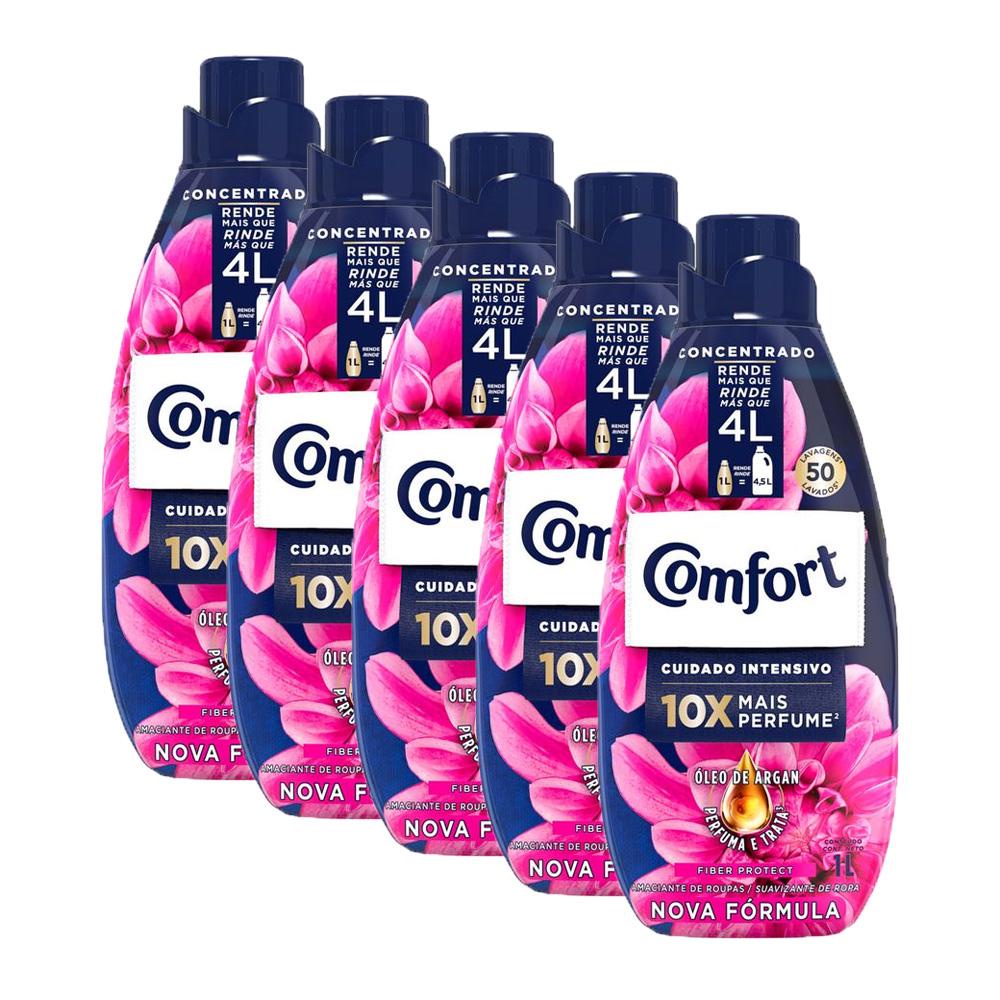 Kit 5 Amaciantes Concentrados Comfort Fibra Protect 1L cada - Home & Living