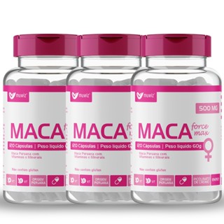Kit 3 Potes Maca Peruana Feminina Muwiz c/ 360 Cápsulas 500mg - Tratamento Completo