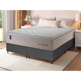 Conjunto Cama Box c/ Molas Ensacadas Roma Bege Queen 158x198x71 em Oferta na Shopee
