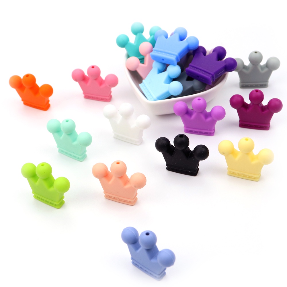 Nova Coroa De Silicone Contas Soltas Mordedor Multi-Cor DIY Colar Chupeta Corrente Grau Alimentício Bebê