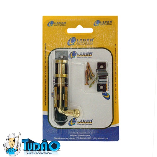 Ferrolho Colonial Latao Reforçado 09cm Lider Ferragens