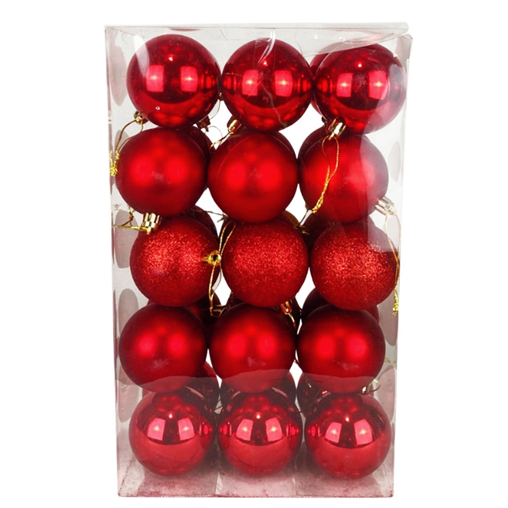Kit Decoração De Natal 30 Bolas Lisa Brilhante Grande 6 Cm de Natal  Vermelha Prata Bronze Arvore De Natal | Shopee Brasil
