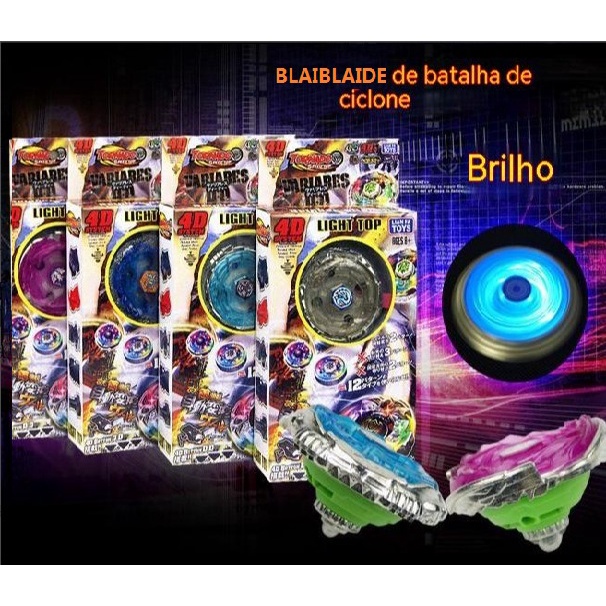kit 8 Brinquedo Beyblade Metal Piāo Tornado Com Luz Lançador, Presente Para Meninos, Vários Cores, Fanwix