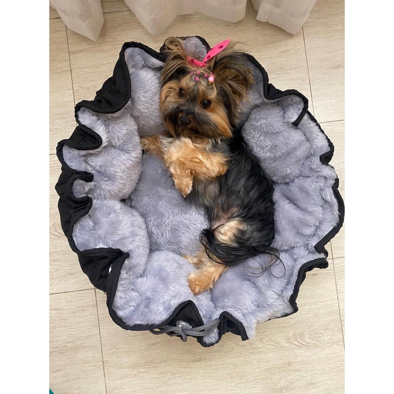 Cama Pet Ninho que Vira Almofada Pelúcia  Retrátil  Dupla Face - Cão e Gato.