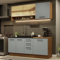 Armário de Cozinha Compacta 180cm Rustic Cinza Agata Madesa 02