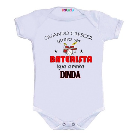 Body Bebê Menino Baterista Dinda
