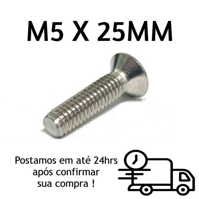 Parafuso Máquina Chato Phillips M5 X 25mm Inox